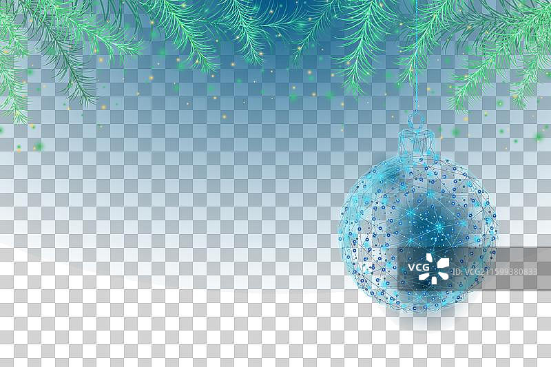 低多边形风格圣诞树枝横幅图片素材