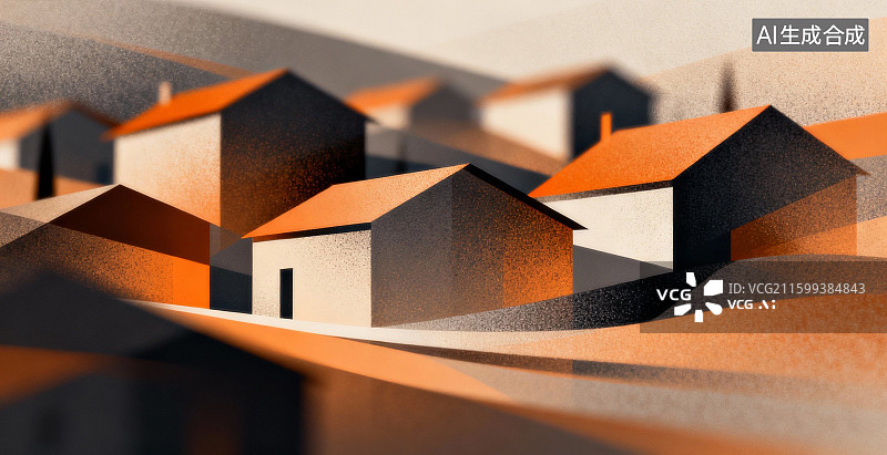 【AI数字艺术】橙色屋顶的房屋群落图片素材