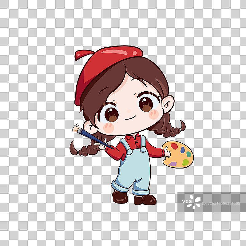 画家小女孩图片素材
