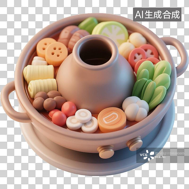 【AI数字艺术】3D火锅图标图片素材