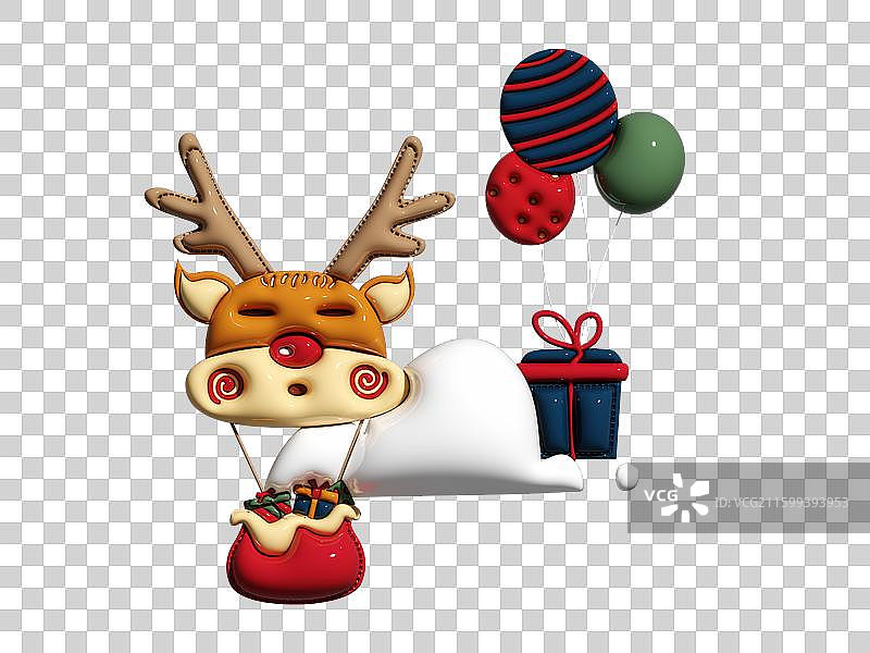 北欧风圣诞元素立体膨胀风雪人小熊图片素材