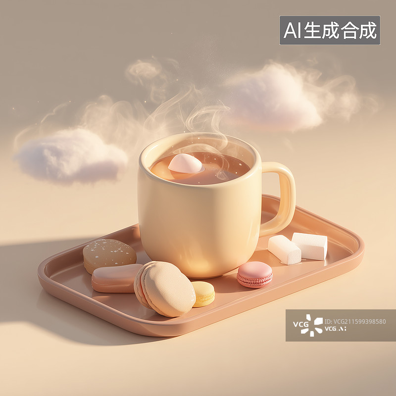 【AI数字艺术】茶点托盘冬日立体图片素材