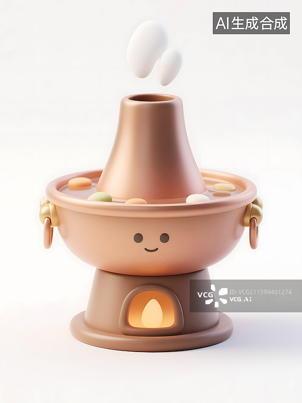 【AI数字艺术】AIGC :3D可爱卡通风格火锅图片素材