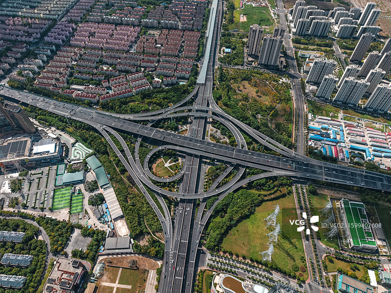 航拍上海浦东新区世博前滩交通枢纽图片素材