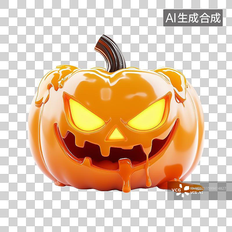【AI数字艺术】愤怒的南瓜头像在png透明背景上图片素材