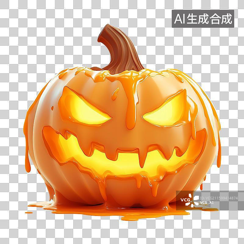 【AI数字艺术】愤怒的南瓜头像在png透明背景上图片素材