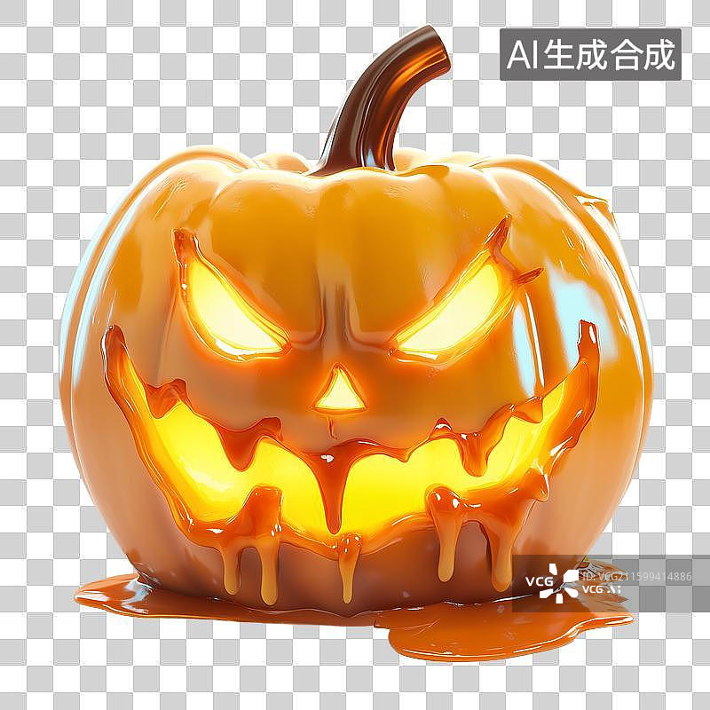 【AI数字艺术】愤怒的南瓜头像在png透明背景上图片素材
