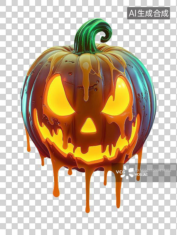 【AI数字艺术】愤怒的南瓜头像在png透明背景上图片素材