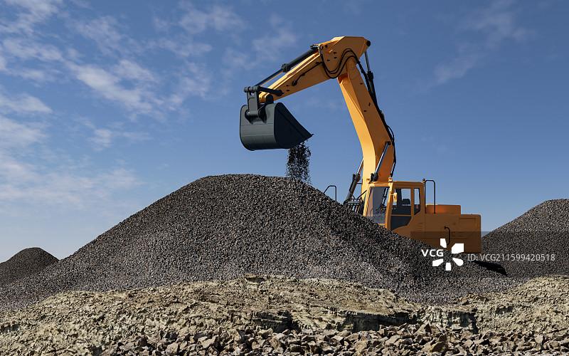 稀土产业链_挖掘机_碎石堆_挖掘作业图片素材