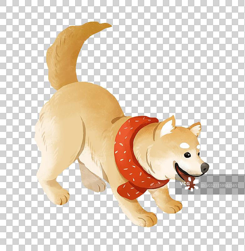 小寒节气插画冬捕插画元素农村土狗大黄狗图片素材