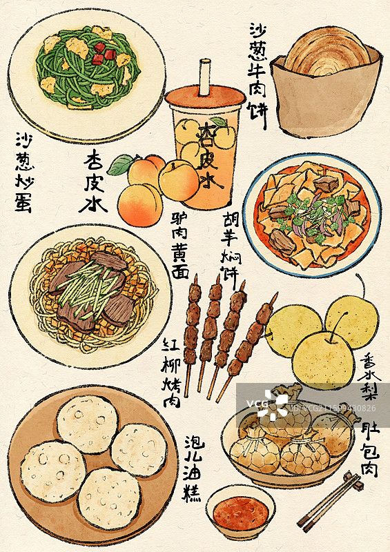 甘肃敦煌美食插画图片素材