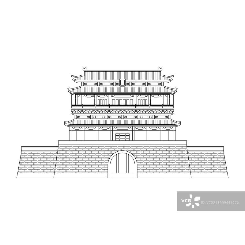 新中式国风最美中轴线北京正阳门插画图片素材