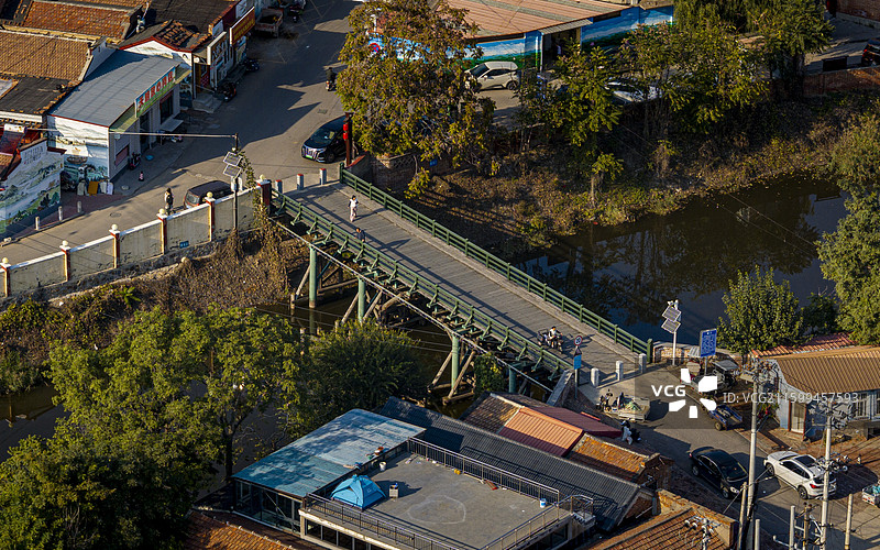 天津市静海区独流镇独流木桥航拍图片素材