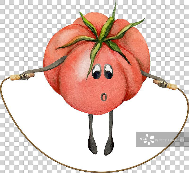 手绘水彩可爱番茄角色正在做图片素材