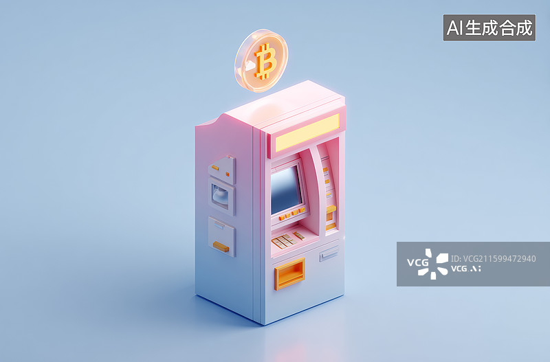 【AI数字艺术】比特币自动取款机模型图片素材