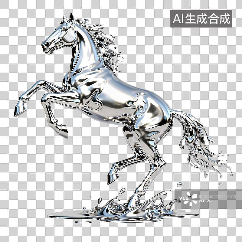【AI数字艺术】流体艺术骏马马年元素图片素材