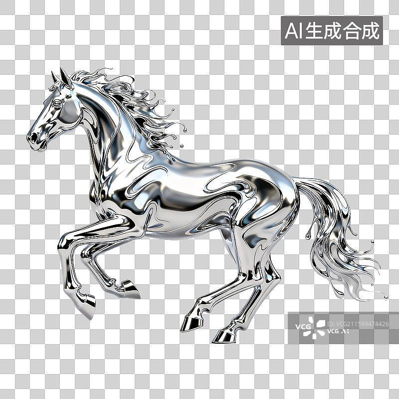 【AI数字艺术】流体艺术骏马马年元素图片素材