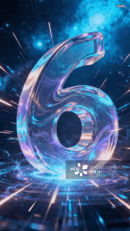 【AI数字艺术】数字654321倒计时创意动画动图动态全息光影未来科技感发光粒子光线闪烁3D艺术字深蓝彩色神秘梦幻图片素材