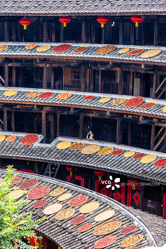 福建晒秋初溪土楼群永定土楼图片素材