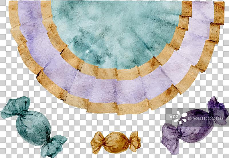 手绘水彩风格的狂欢节符号图片素材