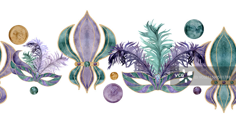 手绘水彩狂欢节嘉年华符号图片素材