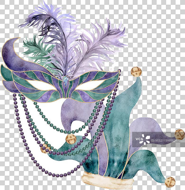 手绘水彩风狂欢节嘉年华符号图片素材