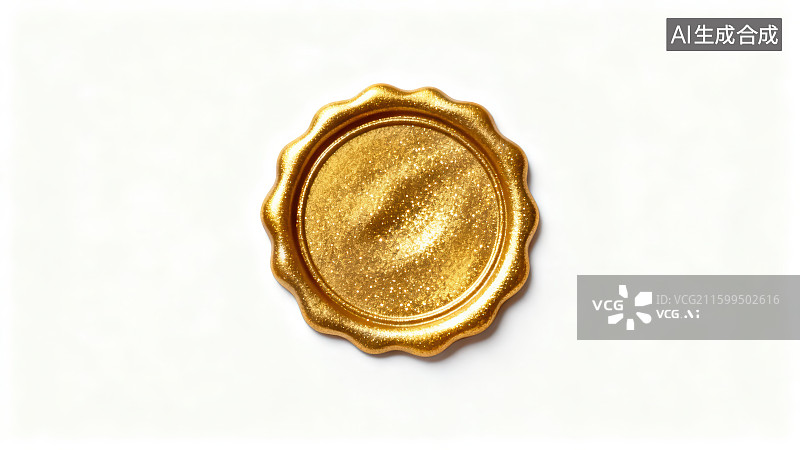 【AI数字艺术】白色背景下的金色火漆印章图案图片素材