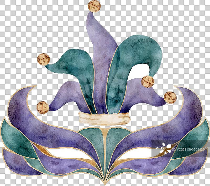 手绘水彩玛迪 Gras 狂欢节符号图片素材