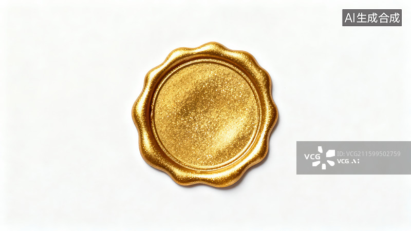 【AI数字艺术】白色背景下的金色火漆印章图案图片素材