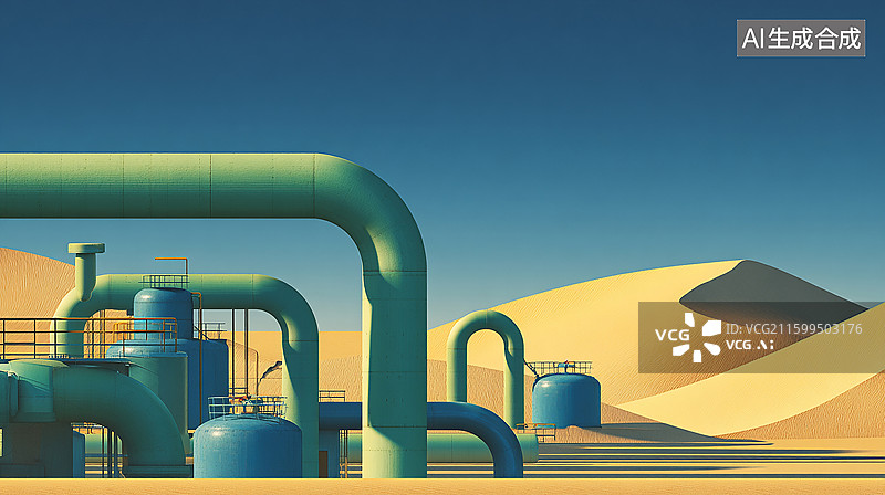 【AI数字艺术】西气东输石油天然气能源输送管道图片素材