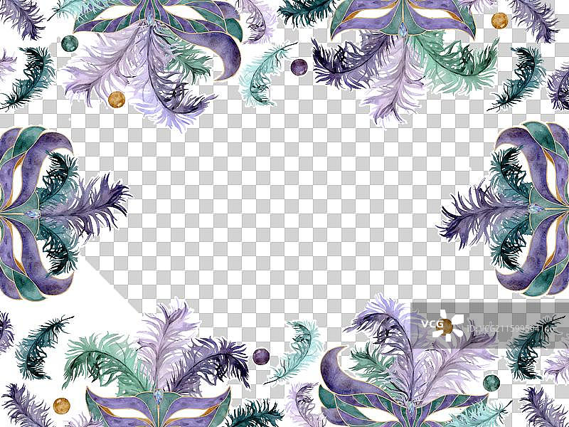 手绘水彩风格的狂欢节嘉年华符号图片素材