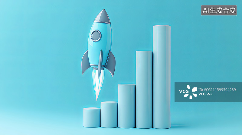 【AI数字艺术】火箭飞越柱状图图片素材