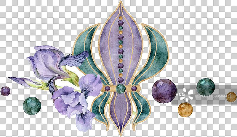 手绘水彩风格的狂欢节符号图片素材