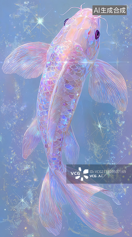 【AI数字艺术】梦幻粉色锦鲤游动图片素材