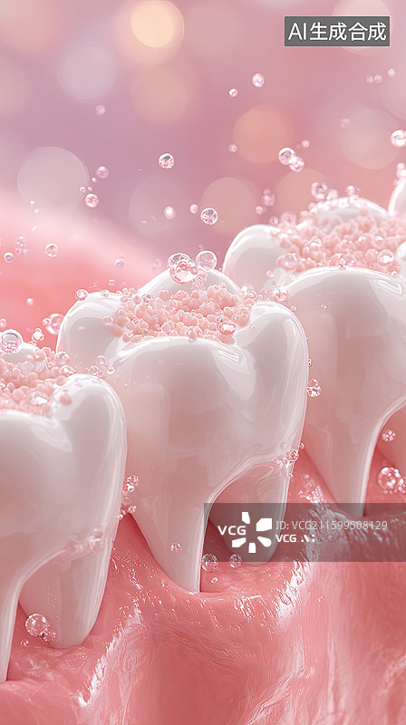 【AI数字艺术】牙齿清洁泡沫特写图片素材