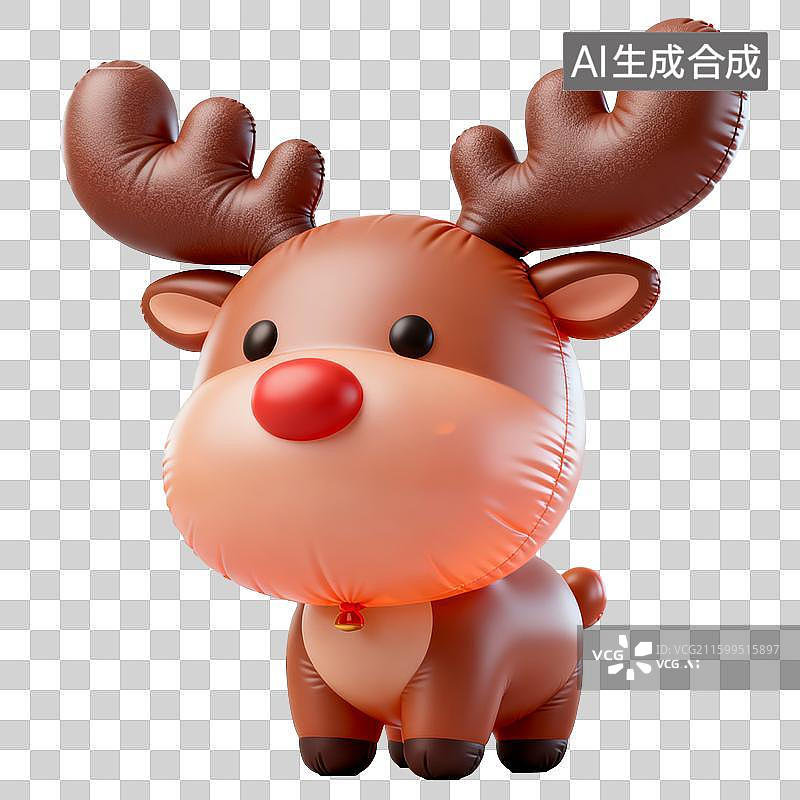 【AI数字艺术】3D膨胀风圣诞元素：圣诞3D充气驯鹿卡通创意素材图片素材
