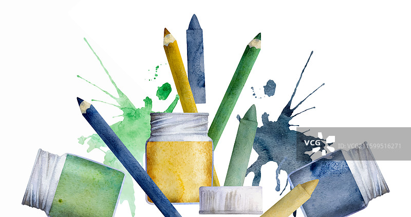 儿童手绘水彩画图片素材