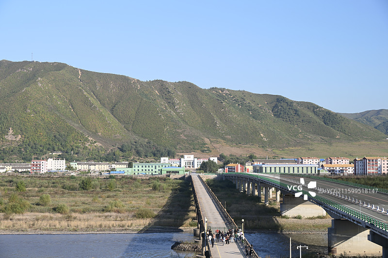 吉林延边图们朝鲜境内建筑景色图片素材
