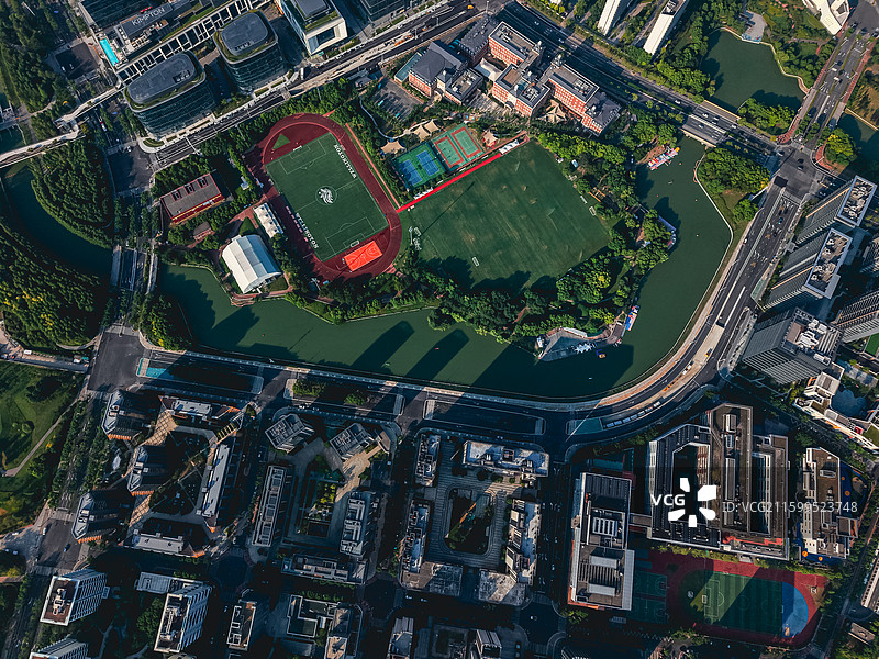 航拍上海浦东新区世博前滩图片素材