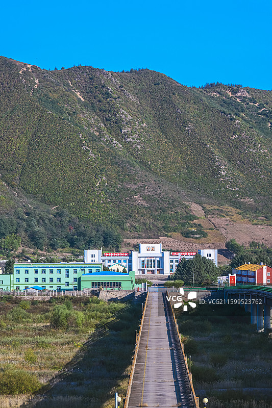 吉林延边图们朝鲜境内建筑景色图片素材