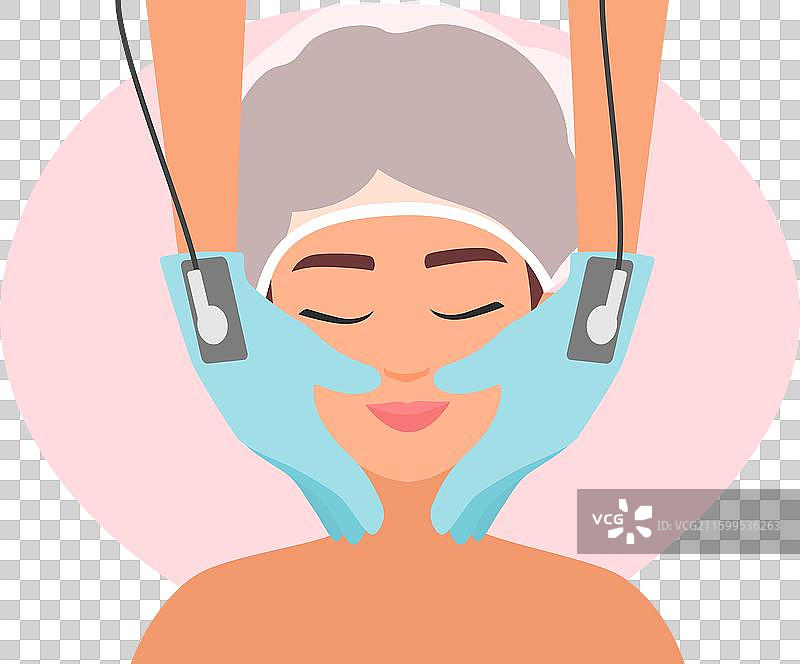 女性面部皮肤的微电流按摩图片素材