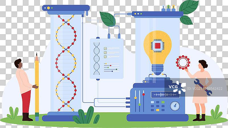 科学家在创新DNA和技术概念图片素材