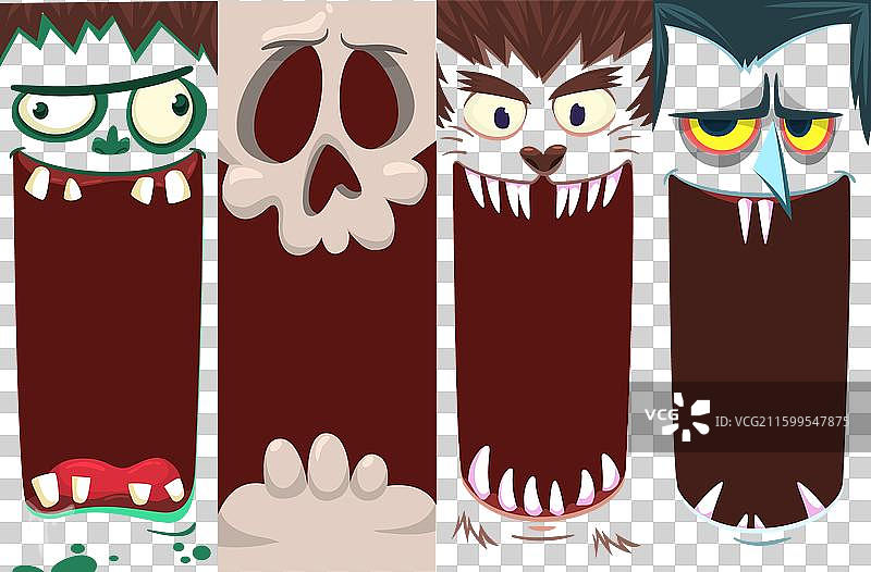 万圣节搞笑鬼脸，四角色套装图片素材