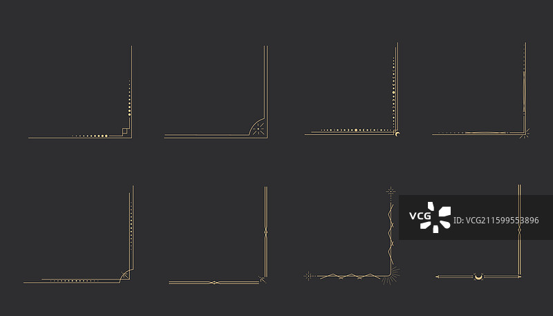 天体角落的神秘金色边框分隔符图片素材