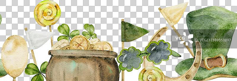 水彩手绘圣帕特里克节图片素材