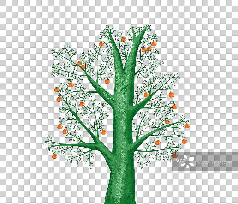 免抠元素 风景插画 树上挂满了红果图片素材