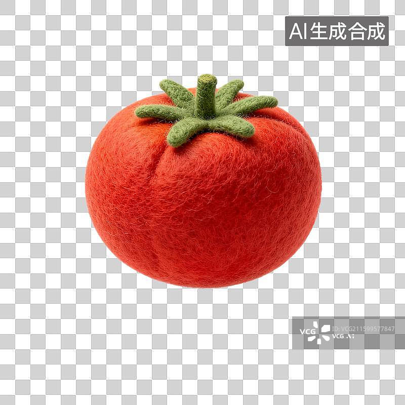 【AI数字艺术】手工毛毡制作的红色番茄图片素材