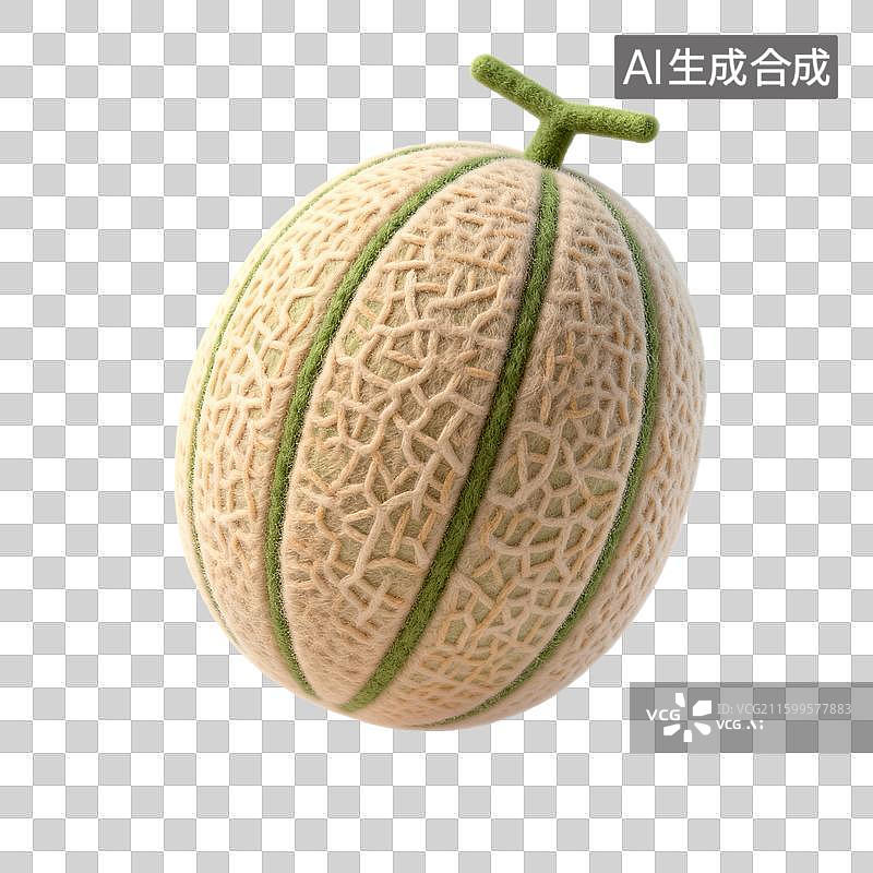 【AI数字艺术】一个带绿纹的哈密瓜特写图片素材