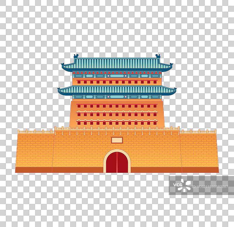 国风新中式最美中轴线北京正阳门箭楼插画免抠元素图片素材