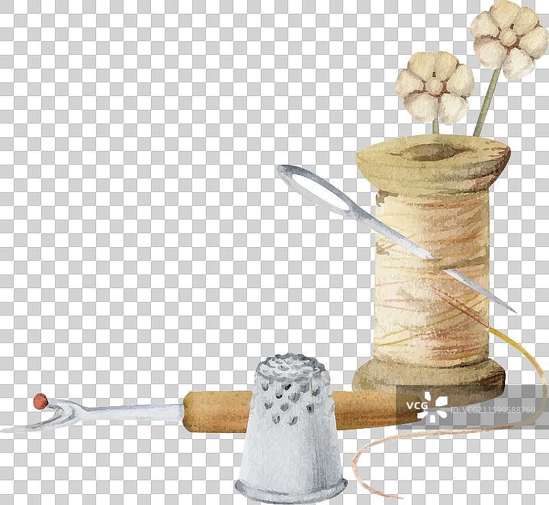 手绘水彩缝纫手工刺绣图片素材